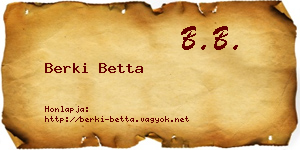 Berki Betta névjegykártya